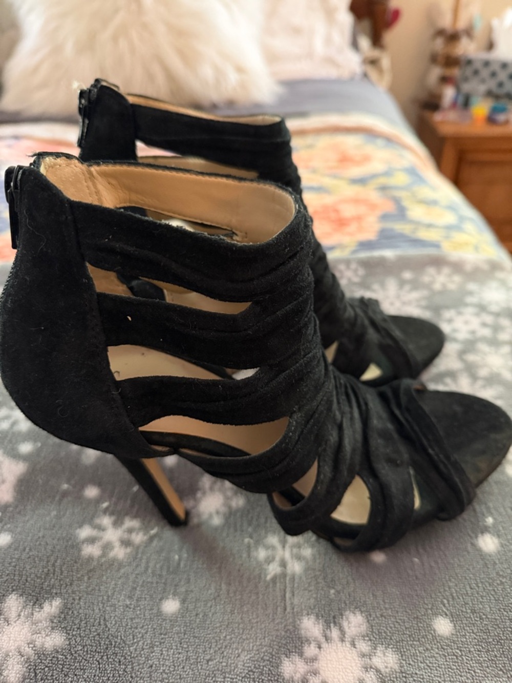 INC International Concepts Black Cutout Suede Stiletto Heels